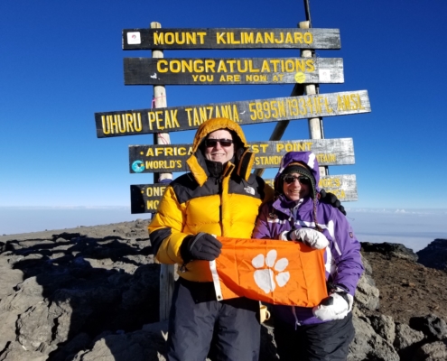 Tanzania: Lou Ann Brennan \u201980 and Steve Hall \u201983 summited Mount Kilimanjaro in August 2019.